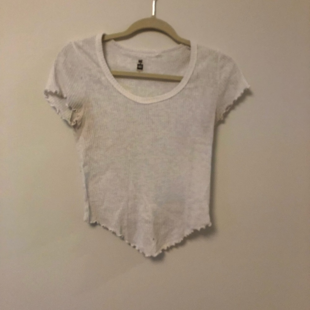 White waffle cropped t-shirt
